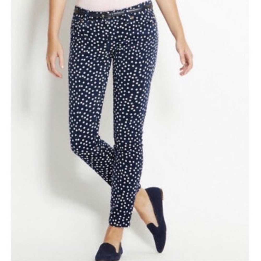 Vineyard Vines Women's Navy Blue & White Polka Dot Corduroy Pants. SZ 6.